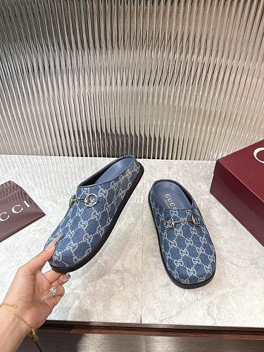 Gucci GG Denim Horsebit Mule Clogs