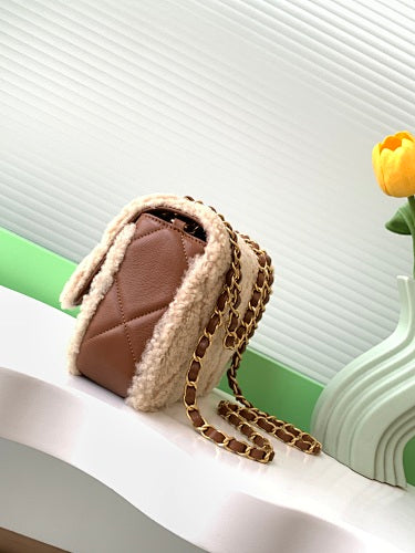 Chanel Shearling Quilted Flap Bag