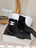 Chanel CC Logo Sock Ankle Boots in Black