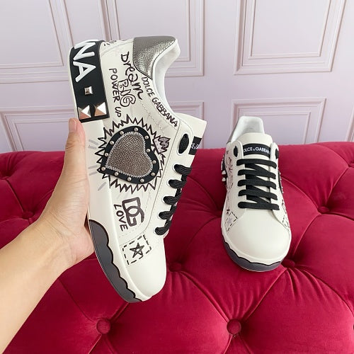 Dolce & Gabbana Portofino Light Graffiti Heart Sneakers