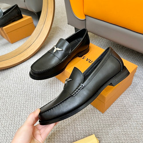 Louis Vuitton LV Initials Black Leather Loafers