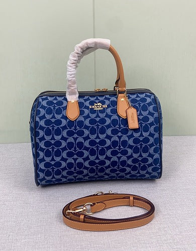 Coach Blue Denim Signature C Rowan Satchel