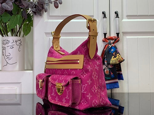 Louis Vuitton Baggy PM Monogram Denim Fuchsia