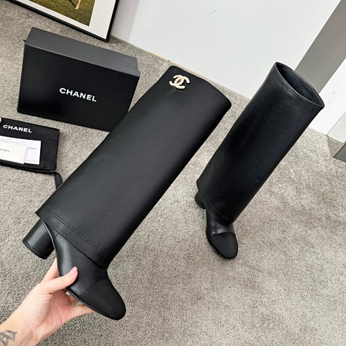 Chanel CC Logo Knee-High Riding Boot