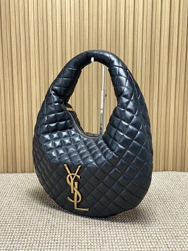 Saint Laurent (YSL) Black Quilted Icare-Style Hobo Bag