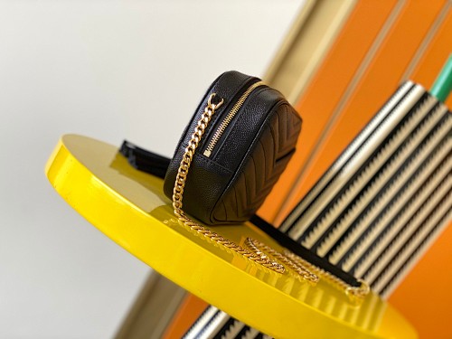 Saint Laurent (YSL) Black Lou Camera Bag (Gold)