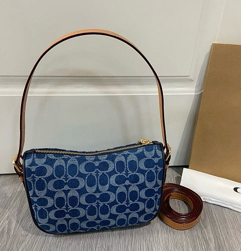 Coach Blue Denim Signature C Teri Shoulder Bag