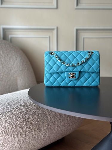 Chanel Classic Flap Bag in Turquoise/Aqua Blue Quilted Leather