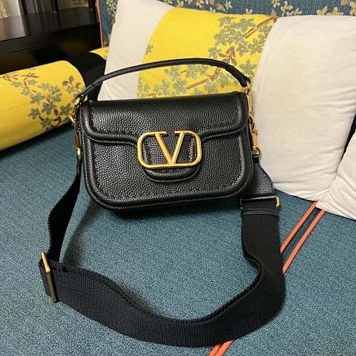 Valentino Garavani VLogo Signature Black Leather Shoulder Bag