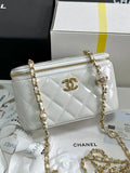 Chanel White Quilted Vanity Case