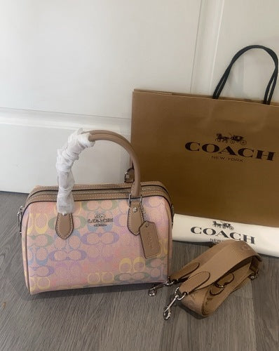 Coach Rowan Satchel in Pastel Multicolor Signature Canvas