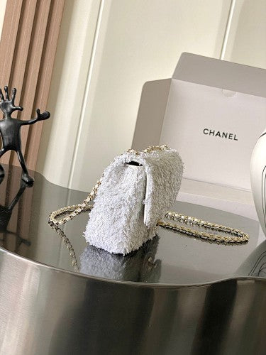 Chanel White Sequin Mini Flap Bag