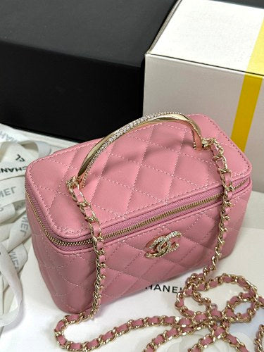 Chanel Pink Quilted Vanity Case