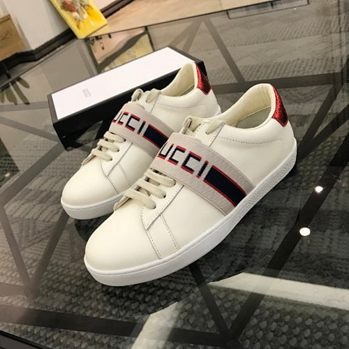 Gucci Ace Logo-Stripe Leather Sneakers