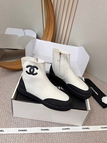 Chanel CC Logo Sock Ankle Boots