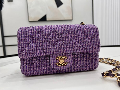 Chanel Purple Tweed Mini Flap Bag