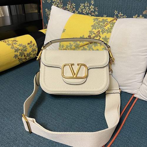 Valentino Garavani V Logo Signature White Leather Shoulder Bag