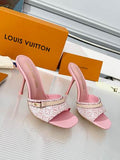 Louis Vuitton monogram mule sandals / heeled slide sandals