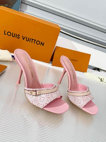 Louis Vuitton monogram mule sandals / heeled slide sandals