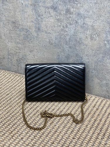Saint Laurent (YSL) Black Patent Leather Monogram Wallet