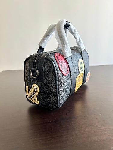 Coach Black Signature Patch Boston Bag
