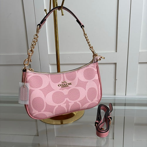 Coach Teri Shoulder Bag in Pink Signature Canvas