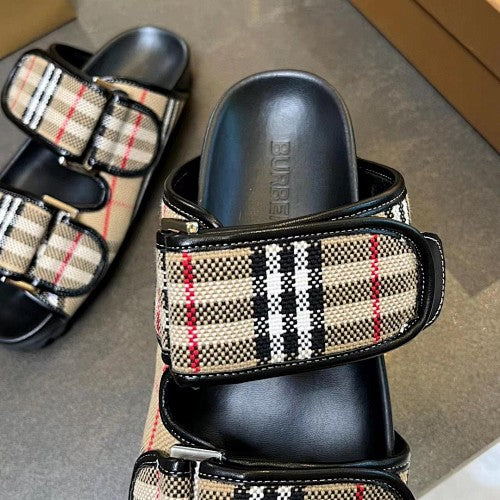 Burberry Vintage Check Double-Strap Slide Sandals