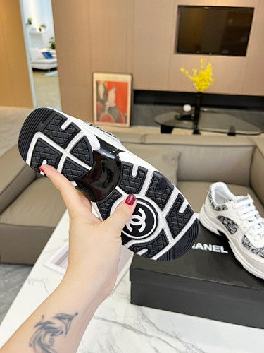 Chanel CC Tweed & Leather Chunky Low-Top Sneakers