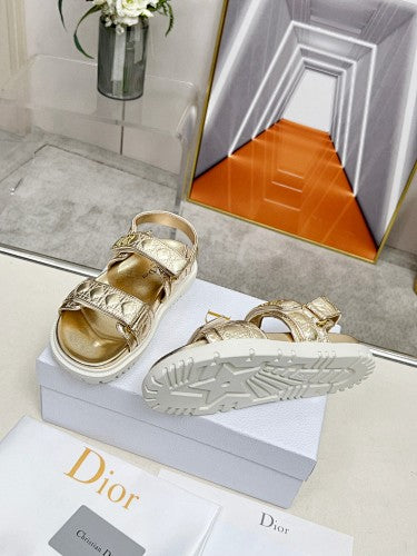 Dior Dioract Cannage Metallic Flat Sandals