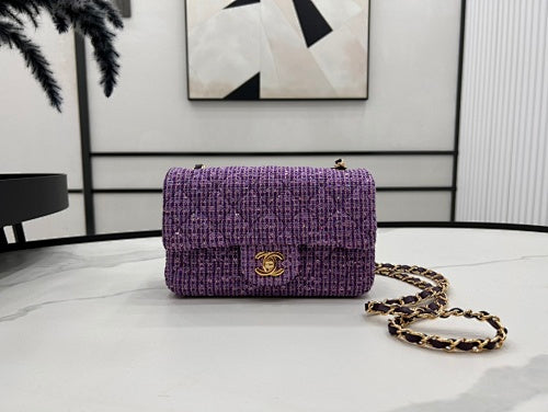 Chanel Purple Tweed Mini Flap Bag