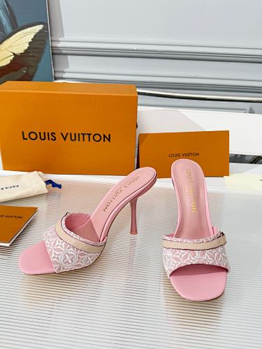 Louis Vuitton monogram mule sandals / heeled slide sandals