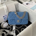 Chanel Blue Denim Camellia Jacquard Flap Bag