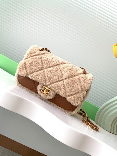 Chanel Shearling Quilted Flap Bag