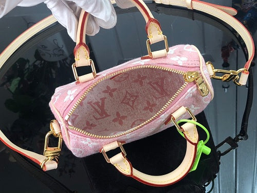 Louis Vuitton Nano Speedy Pink Monogram Jacquard Denim
