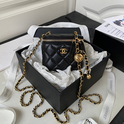 Chanel Black Quilted Mini Vanity Case