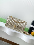 Chanel Metallic Champagne Gold Geometric Quilted Flap Bag