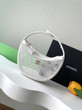 Chanel White Mesh Crescent Hobo Bag