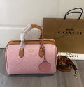 Coach Pink Signature Boston Satchel