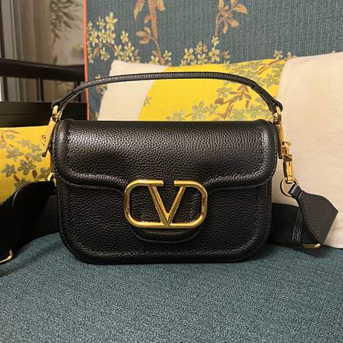 Valentino Garavani VLogo Signature Black Leather Shoulder Bag