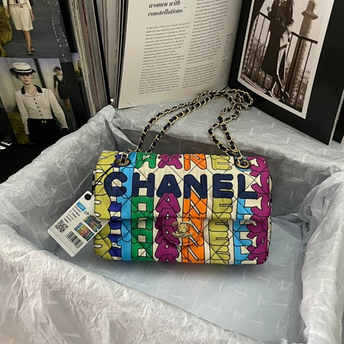 Chanel Multicolor Graffiti Logo Quilted Flap Bag