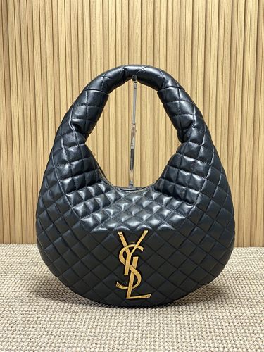 Saint Laurent (YSL) Black Quilted Icare-Style Hobo Bag