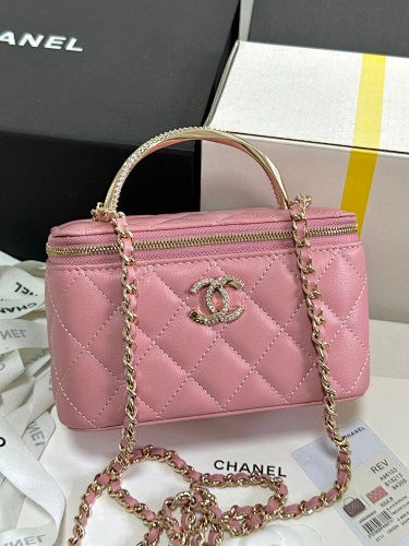 Chanel Pink Quilted Vanity Case