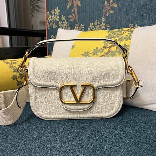 Valentino Garavani V Logo Signature White Leather Shoulder Bag