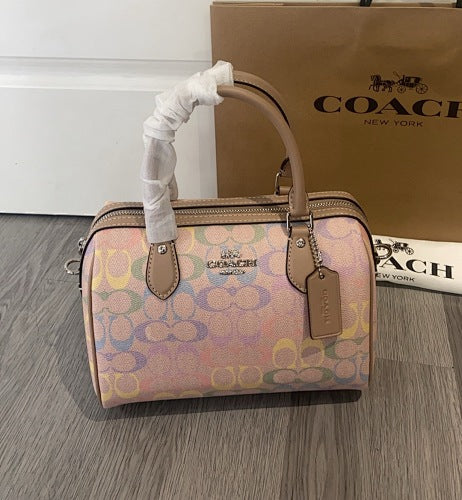 Coach Rowan Satchel in Pastel Multicolor Signature Canvas