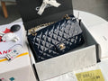 Chanel Black Patent Leather Quilted Classic Double Flap Bag