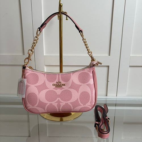 Coach Teri Shoulder Bag in Pink Signature Canvas