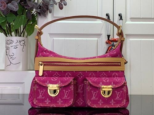 Louis Vuitton Baggy PM Monogram Denim Fuchsia