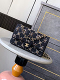 Chanel Black Tweed Pearl & Crystal Embellished Flap Bag