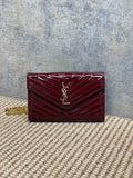 Saint Laurent (YSL) Burgundy Patent Leather Monogram Wallet