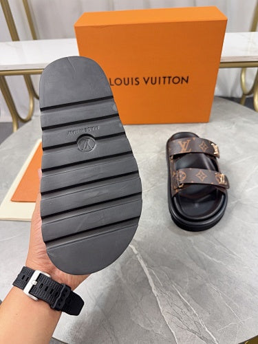 Louis Vuitton LV Trainer/Pool-Style Double-Strap Slide Sandals